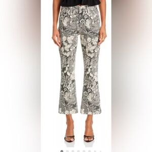 MOTHER Black and Cream Floral Ankle Pants